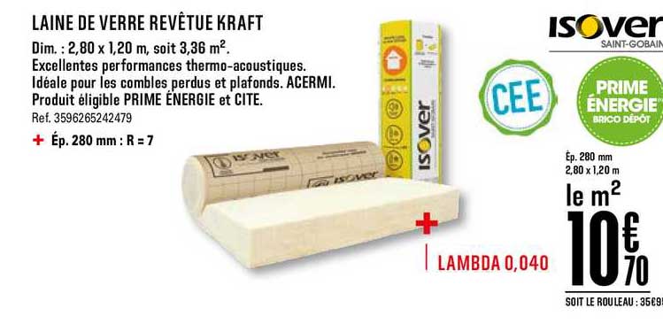 laine de verre revêtue kraft isover saint gobain