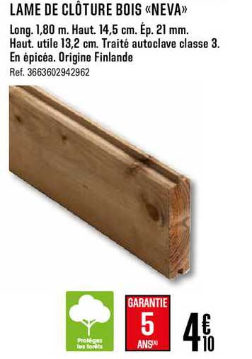 Lame De Clôture Bois Neva