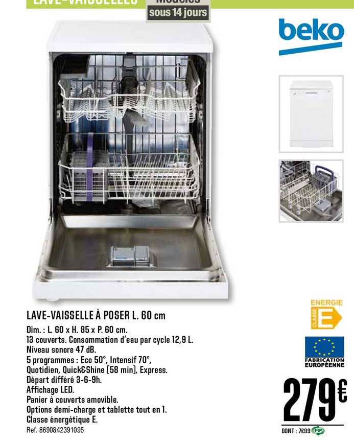 lave vaisselle à poser l. 60 cm beko