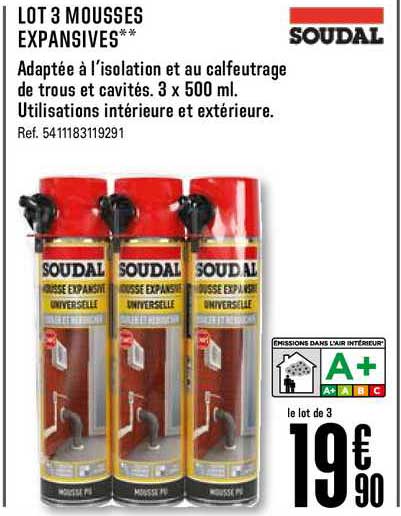 lot 3 mousses expansives soudal