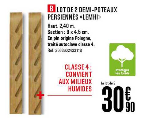 lot de 2 demi poteaux persiennés lemhi