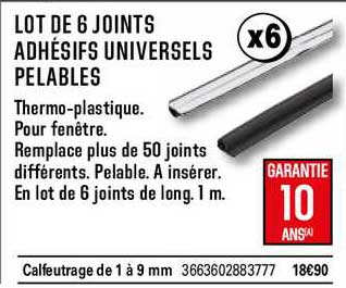 lot de 6 joints adhésifs universels pelables