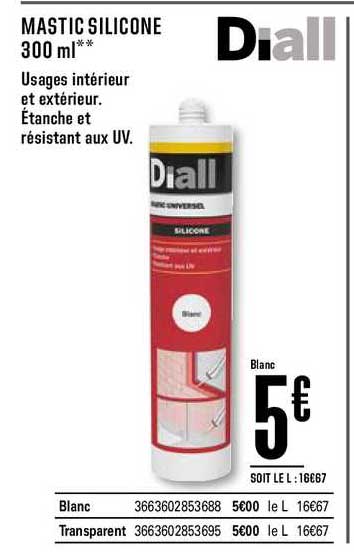 Mastic Silicone 300ml Diall