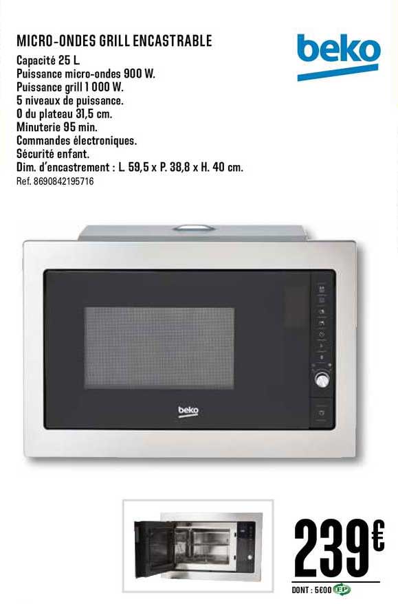 micro ondes grill encastrable beko