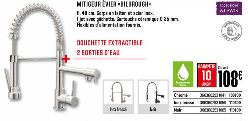 mitigeur évier bilbrough cooke&lewis