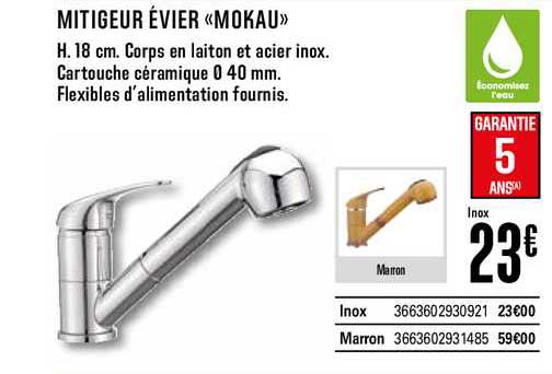 mitigeur évier mokau