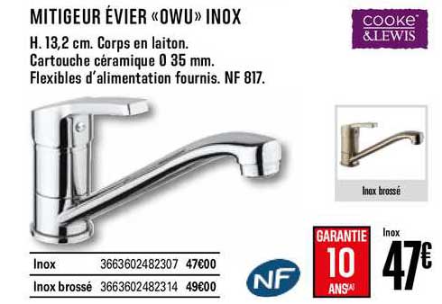 mitigeur évier owu inox cooke&lewis