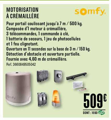 Motorisation à Crémaillère Somfy