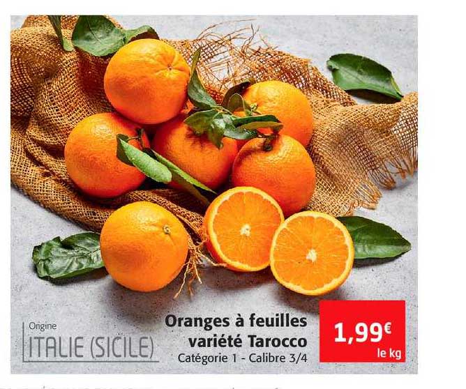 oranges à feuilles variété tarocco