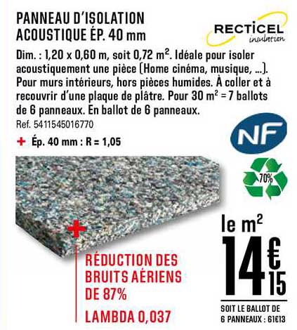 panneau d'isolation acoustique recticel