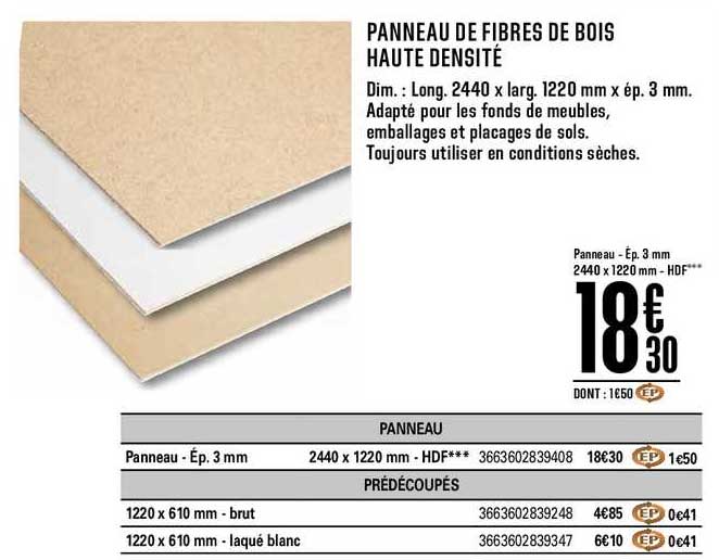 panneau de fibres de bois haute densité