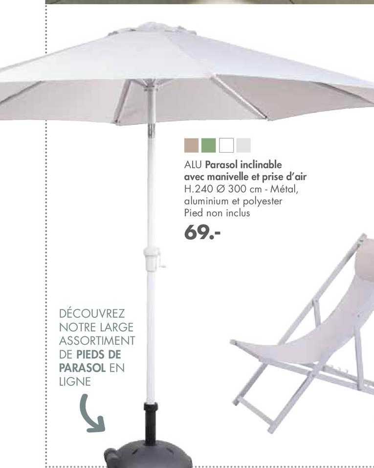 parasol inclinable avec manivelle et prise d'air