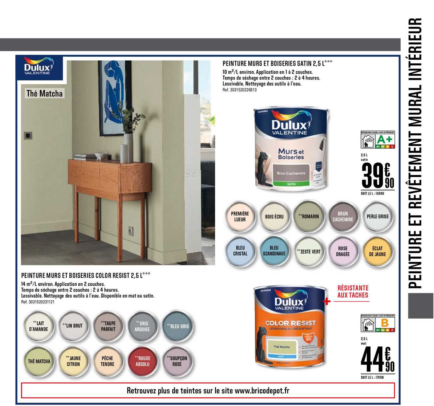 peinture murs et boiseries color resist 2.5l peinture murs et boiseries satin 2.5l dulux valentine
