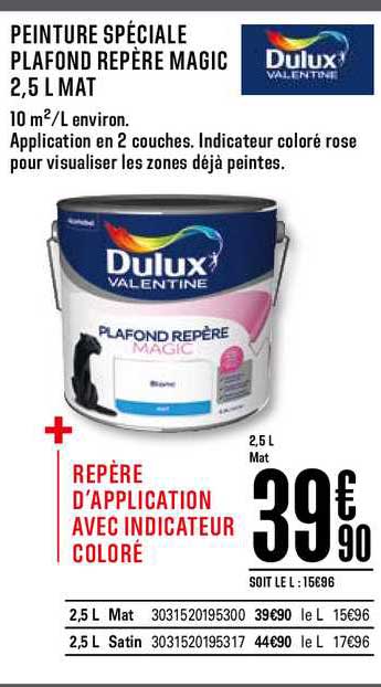 peinture spéciale plafond repère magic 2.5l mat dulux valentine