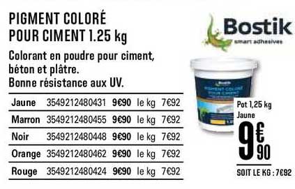 pigment coloré pour ciment 1.25 kg bostik