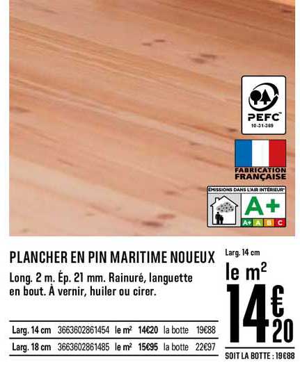 plancher en pin maritime noueux