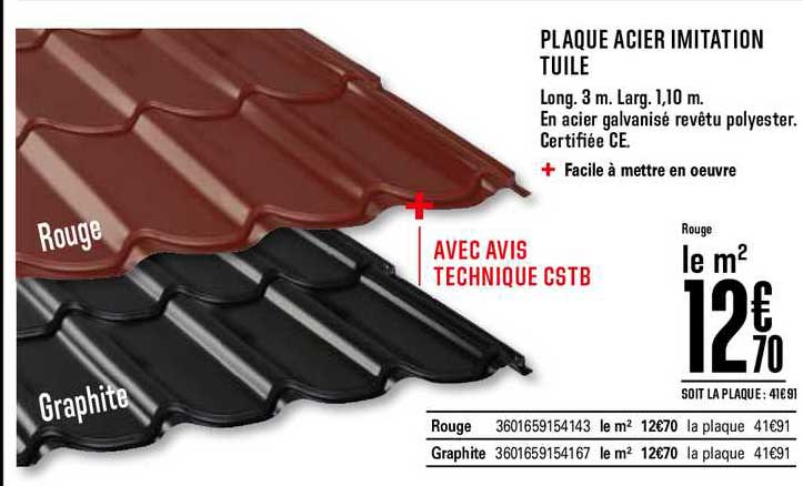 Plaque Acier Imitation Tuile