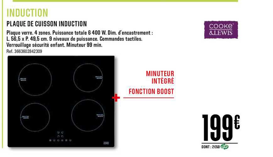 plaque de cuisson induction cooke&lewis