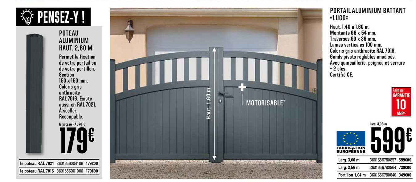 Portail Aluminium Battant Lugo Poteau Aluminium Haut