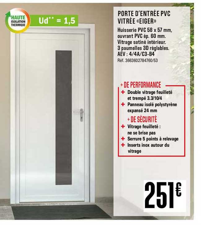 porte d'entrée pvc vitrée eiger