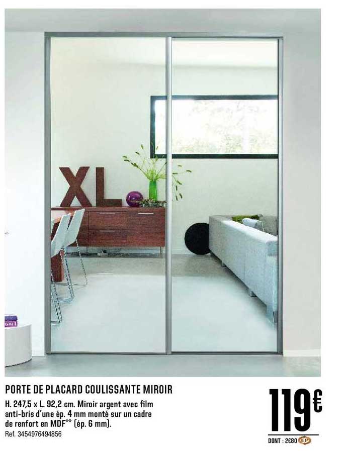 Porte De Placard Coulissante Miroir