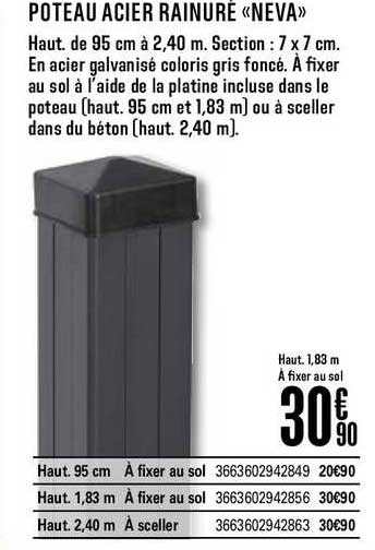 poteau acier rainuré neva