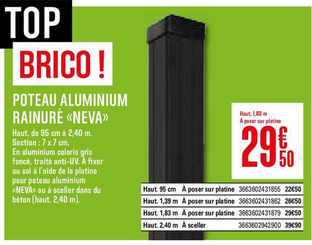 poteau aluminium rainuré neva