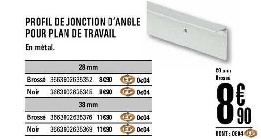 profil de jonction d'angle pour plan de travail