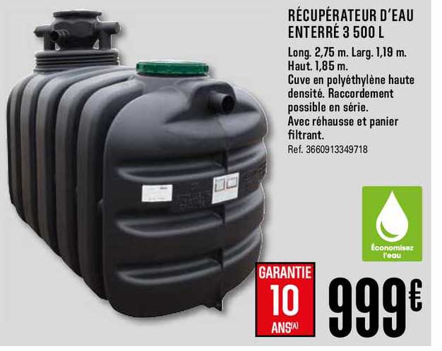 récupérateur d'eau enterré 3 500l