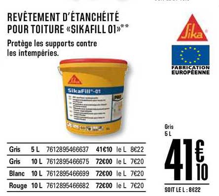 revêtement d'étanchéité pour toiture sikafill 01