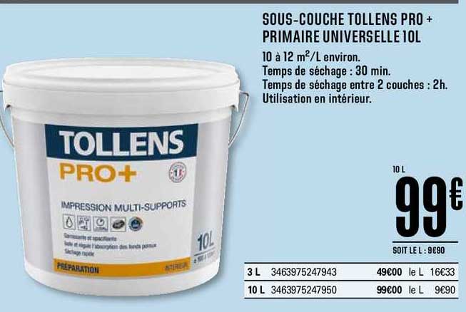 sous couche tollens pro+ primaire universelle 10 l