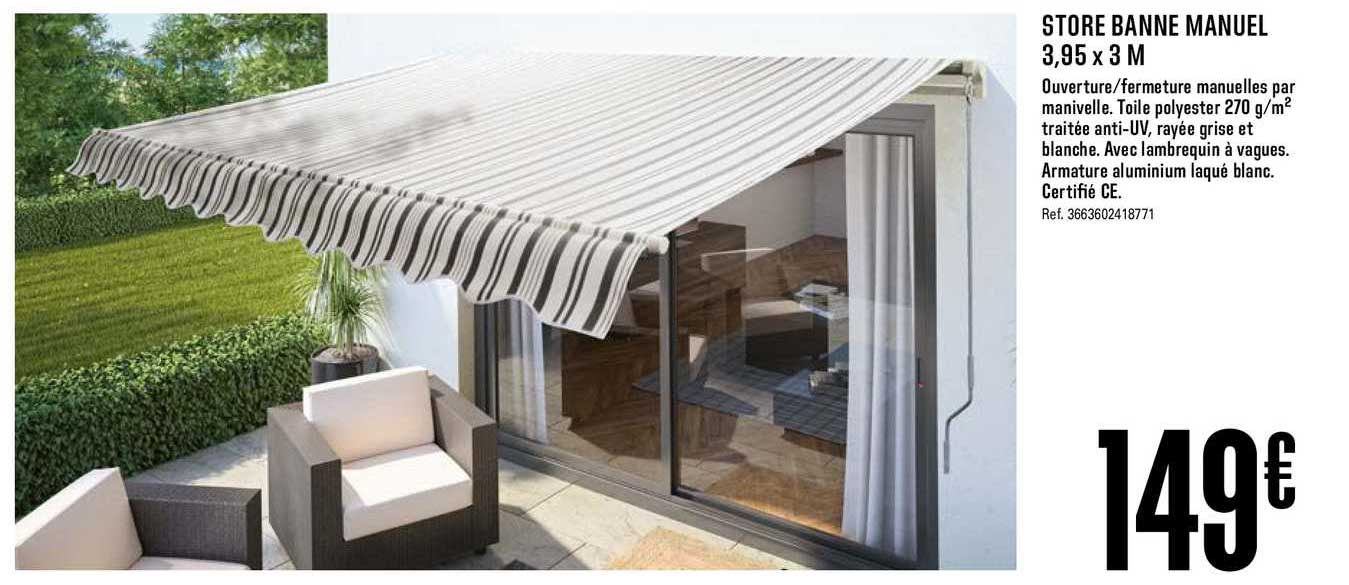 store banne manuel 3.95 x 3 m