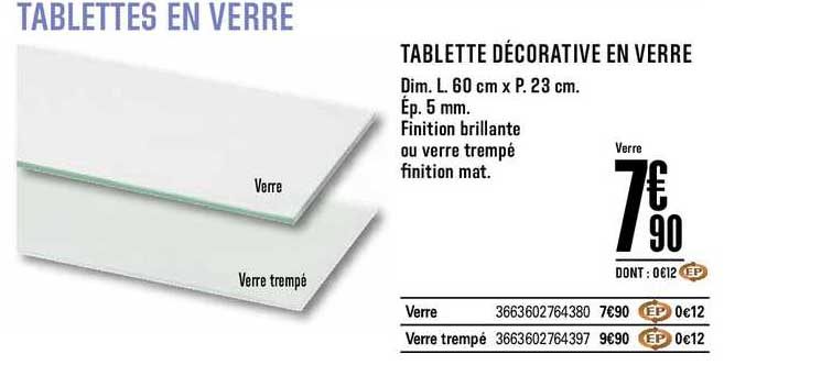 tablette décorative en verre