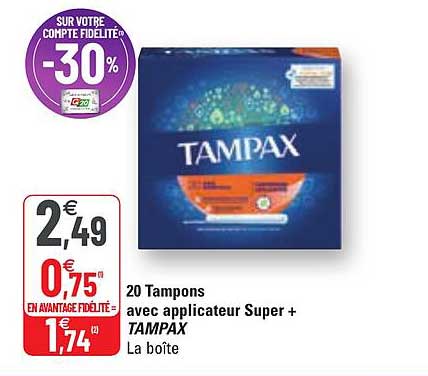 20 tapons avec applicateur super + tampax