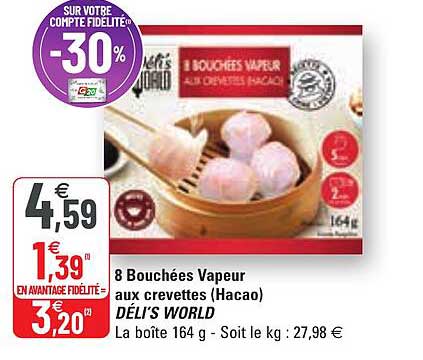 8 bouchées vapeur aux crevettes (hacao) déli's world