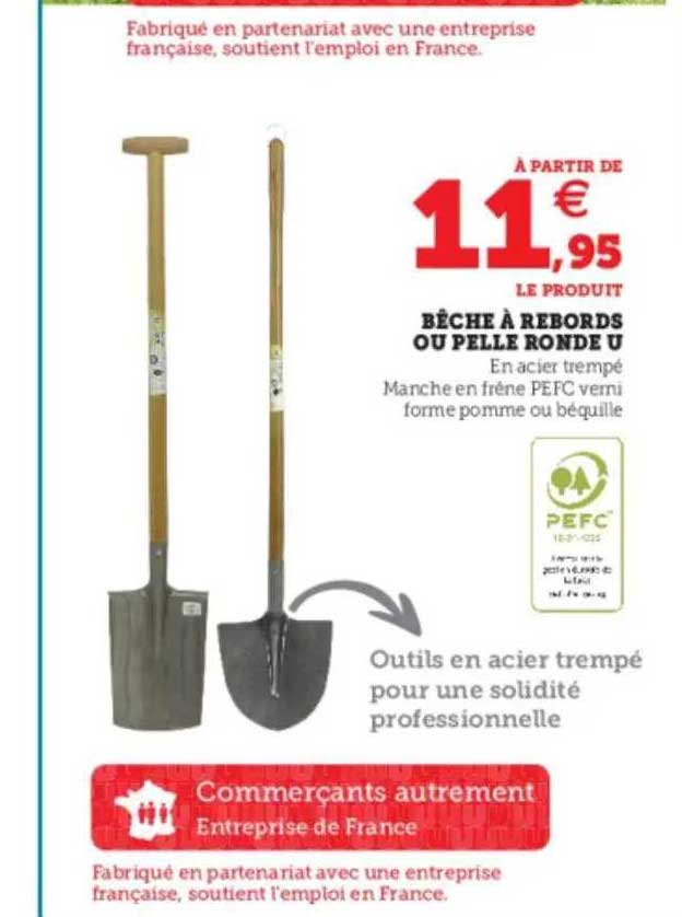 bêche à rebords ou pelle ronde u