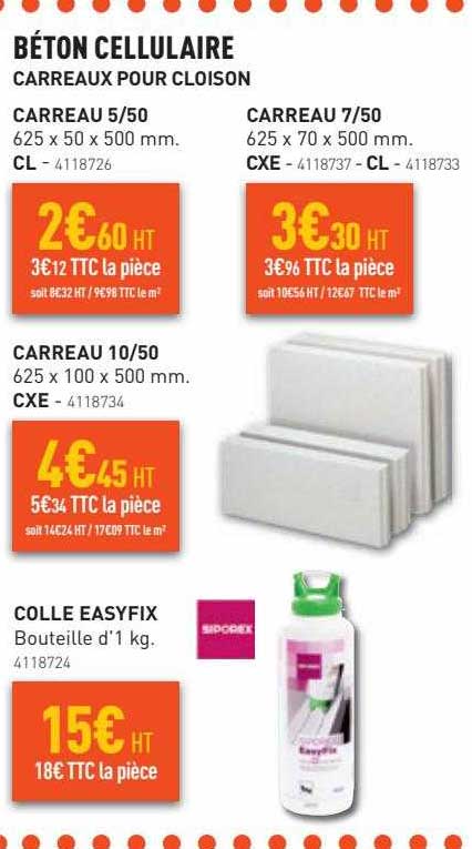 béton cellulaire carreaux pour cloison