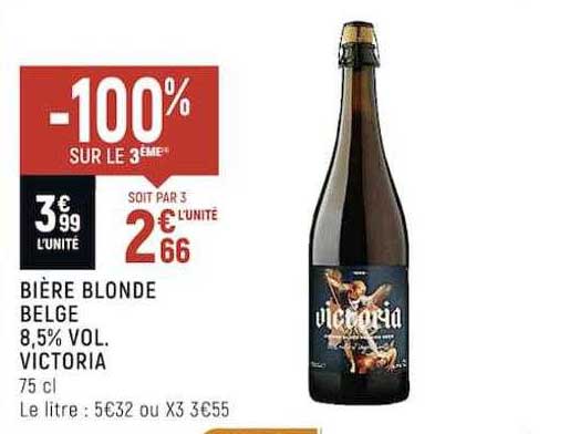 bière blonde belge 8.5% vol victoria -100% sur le 3ème