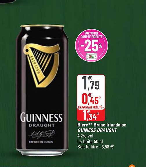 bière brune irlandaise guiness draught