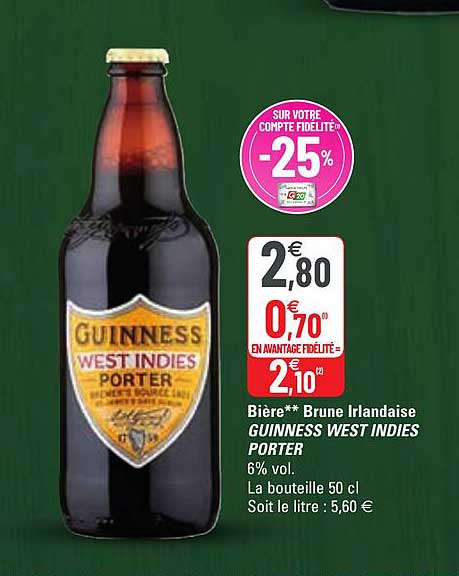 bière brune irlandaise guinness west indies porter