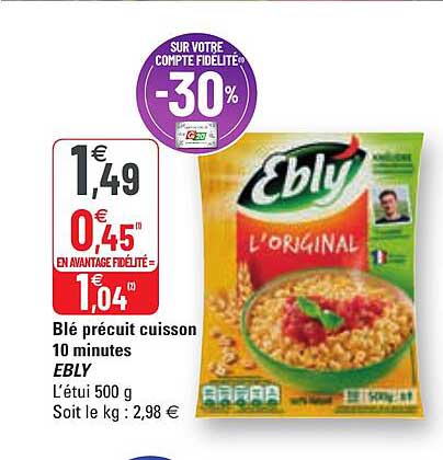 blé précuit cuisson 10 minutes ebly