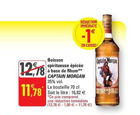 boisson spiritueuse épicée à base de rhum captain morgan