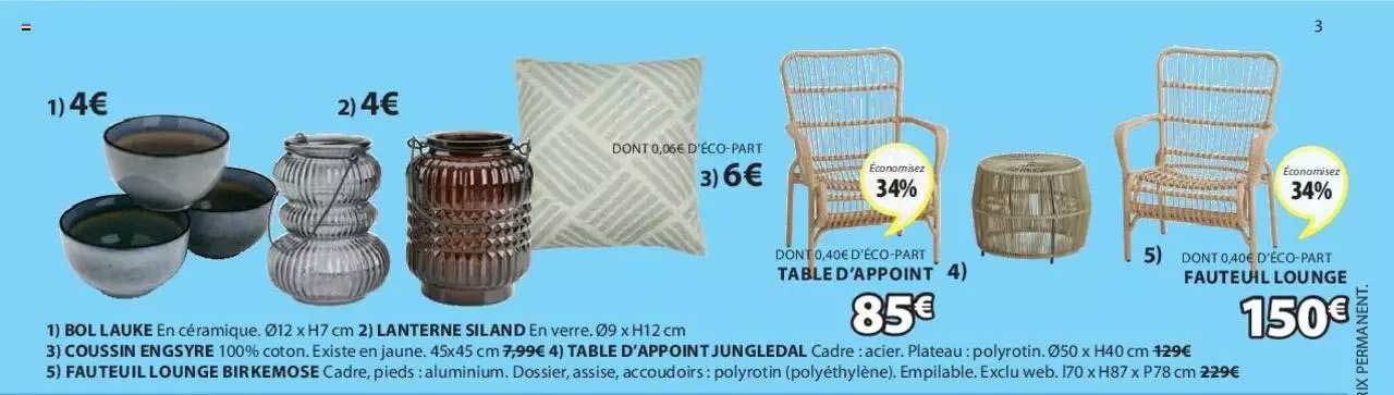 Bol Lauke, Lanterne Siland, Coussin Engsyre, Table D'appoint Jungledal, Fauteuil Lounge Birkemose
