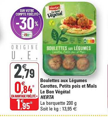 Boulettes Aux Légumes Carrottes, Petits Pois Et Maïs Le Bon Végétal Herta