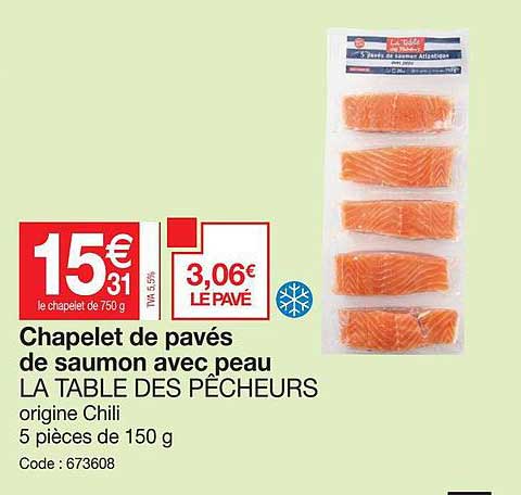 chapelet de pavés de saumon avec peau la table des pêcheurs