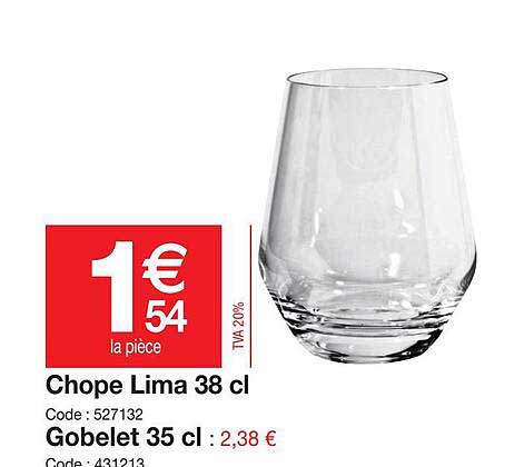 chope lima 38 cl, gobelet 35 cl