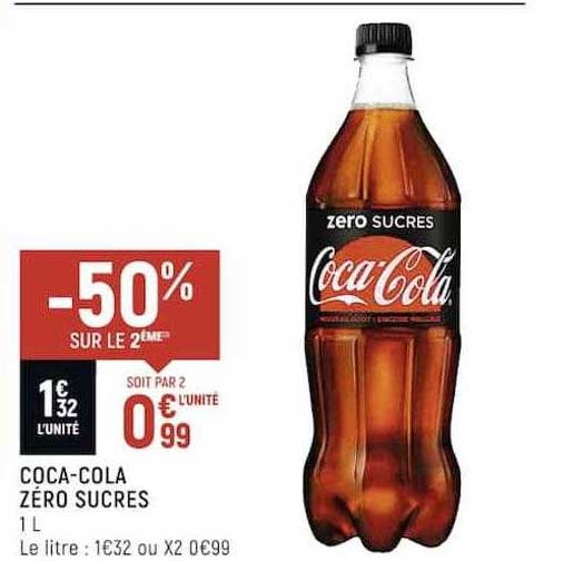 coca-cola zéro sucres -50% sur le 2ème