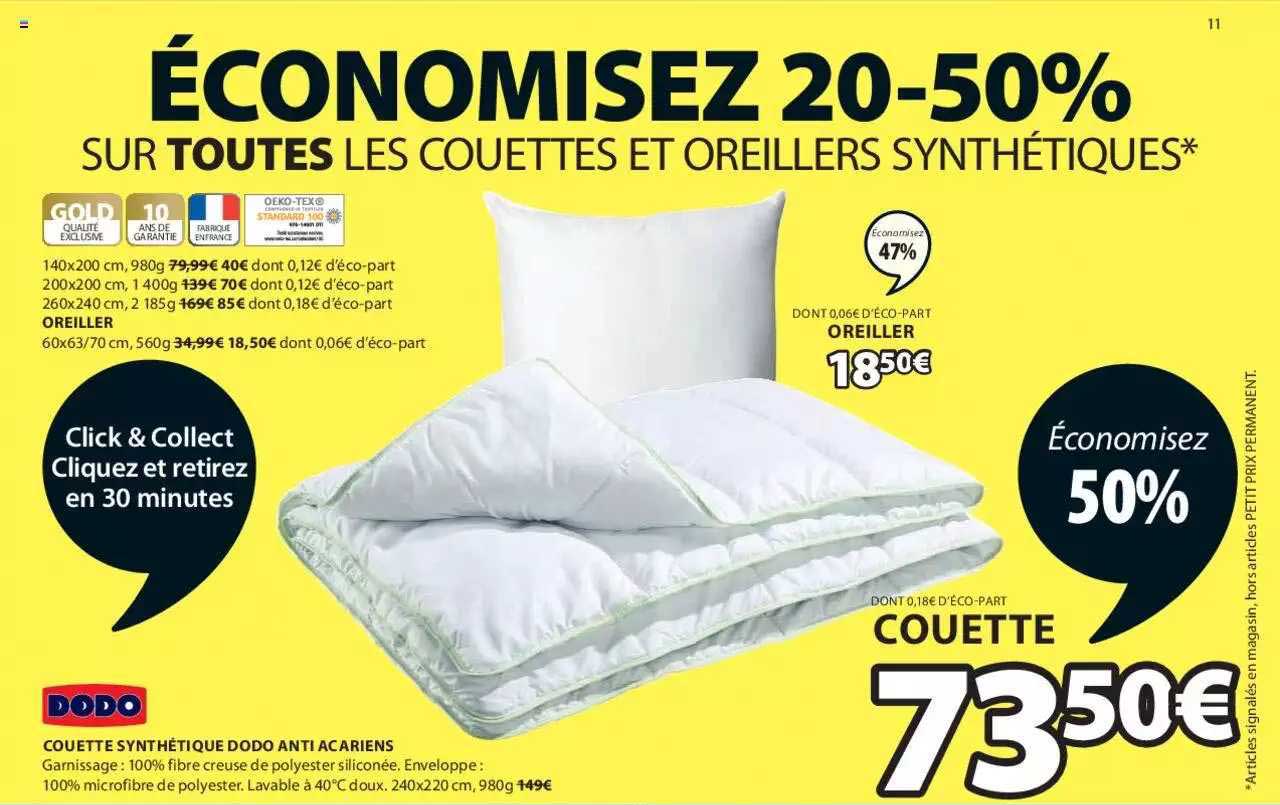 couette synthétique dodo anti acariens