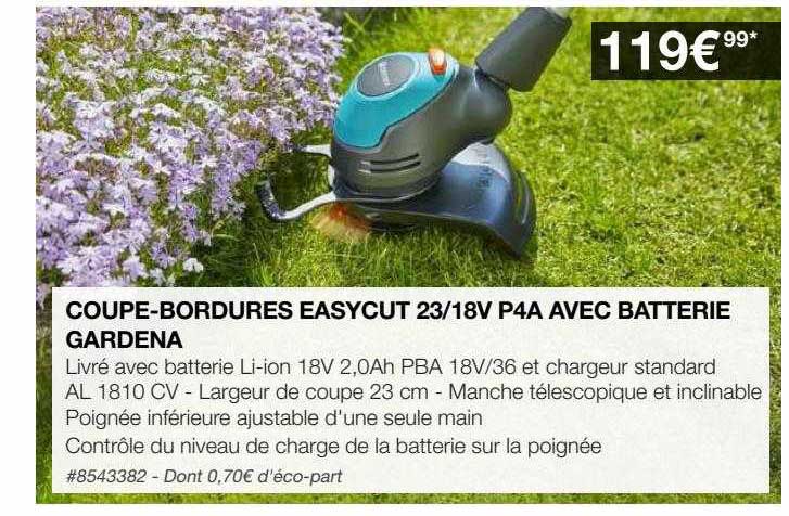coupe-bordures easycut 23 18v p4a avec batterie gardena