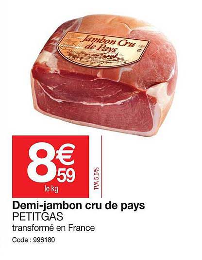 demi-jambon cru de pays petitgas